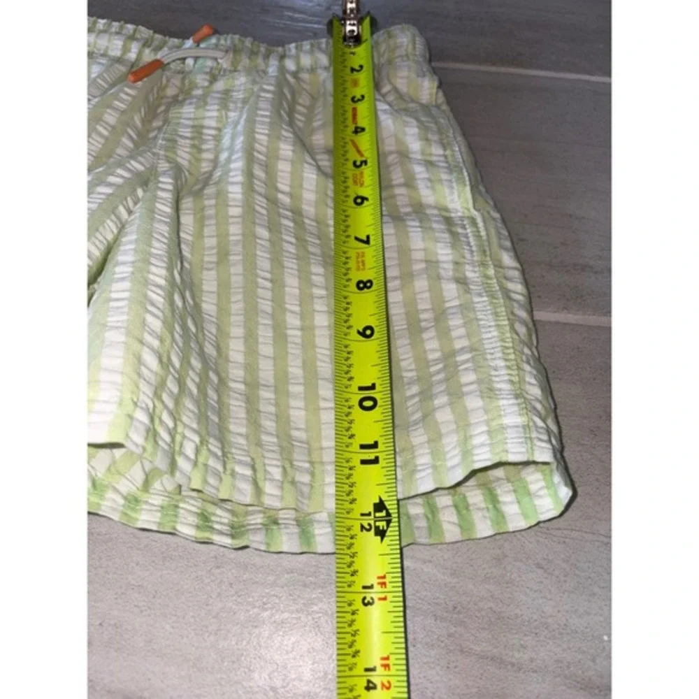 Cat & Jack Boys Lime Green‎ White Striped Seersucker Swim Trunks Size Medium